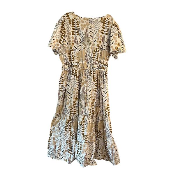 Meadow Rhodes Women’s Dress 3X Boho Fall Tiered Maxi Short Sleeve Cotton Cottage - Picture 3 of 5